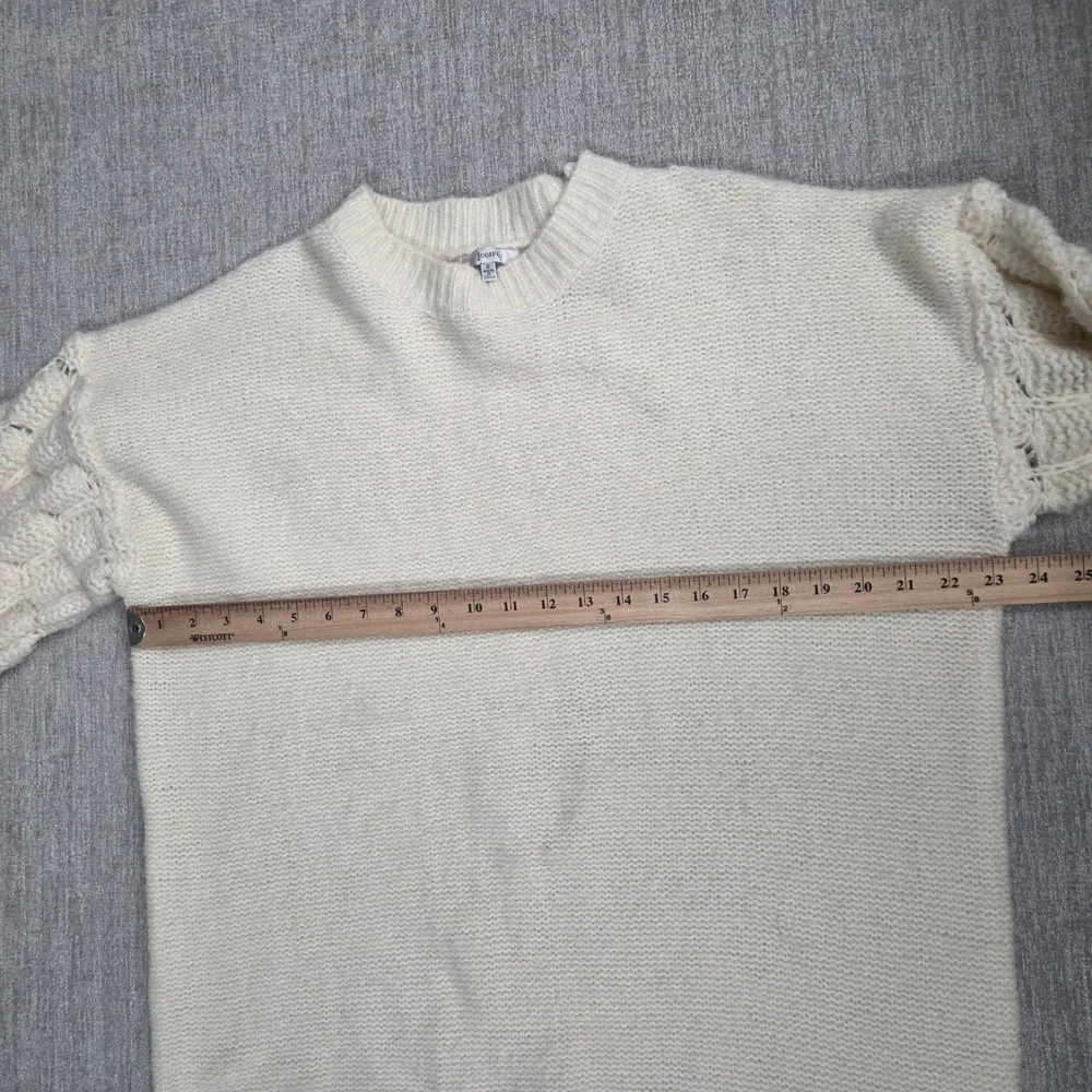 Jodifl Ivory Oversized Popcorn Bubble Sleeve Knit Sweater H8104 Cream Small
